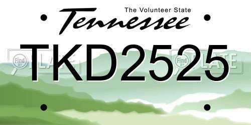 TKD2525 Tennessee License Plate