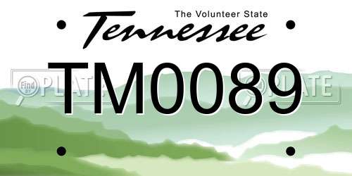 TM0089 Tennessee License Plate