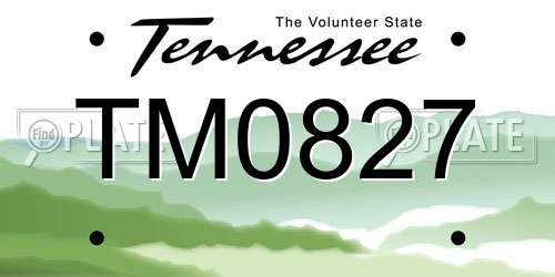 TM0827 Tennessee License Plate