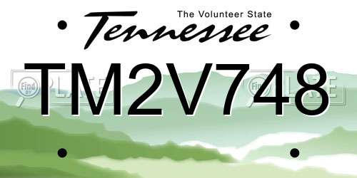 TM2V748 Tennessee License Plate