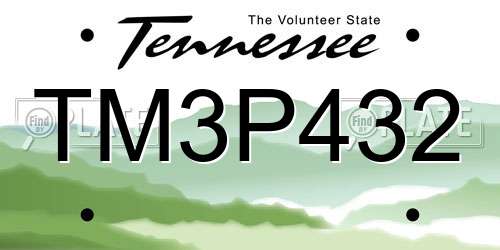 TM3P432 Tennessee License Plate