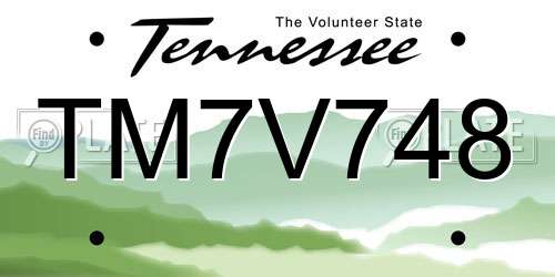TM7V748 Tennessee License Plate