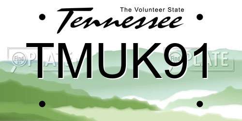 TMUK91 Tennessee License Plate