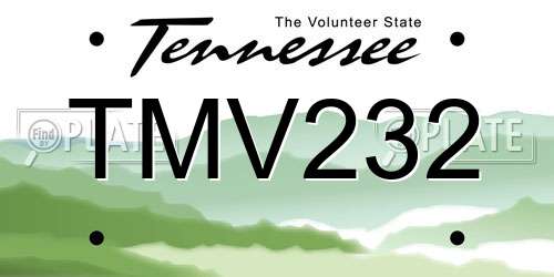 TMV232 Tennessee License Plate