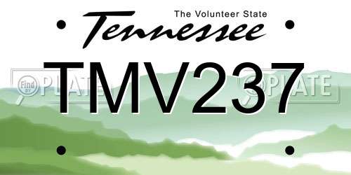 TMV237 Tennessee License Plate