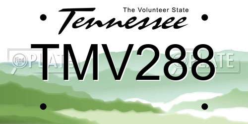 TMV288 Tennessee License Plate