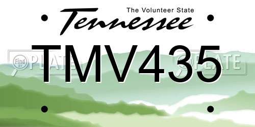 TMV435 Tennessee License Plate