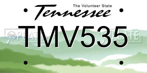 TMV535 Tennessee License Plate
