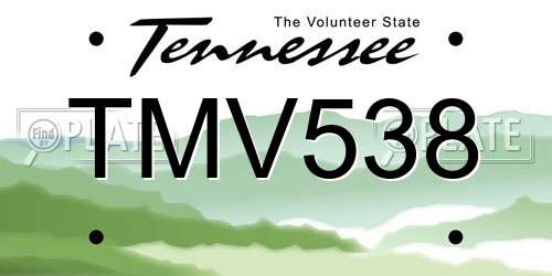TMV538 Tennessee License Plate