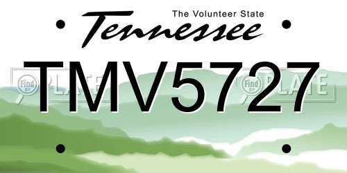 TMV5727 Tennessee License Plate