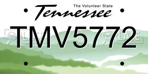 TMV5772 Tennessee License Plate
