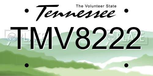 TMV8222 Tennessee License Plate