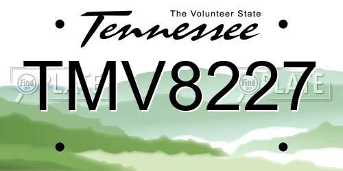 TMV8227 Tennessee License Plate