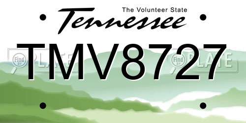 TMV8727 Tennessee License Plate