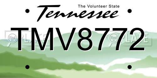 TMV8772 Tennessee License Plate