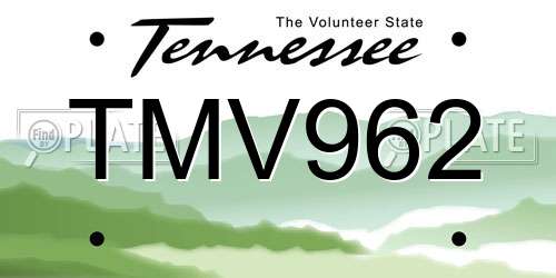 TMV962 Tennessee License Plate