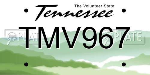 TMV967 Tennessee License Plate