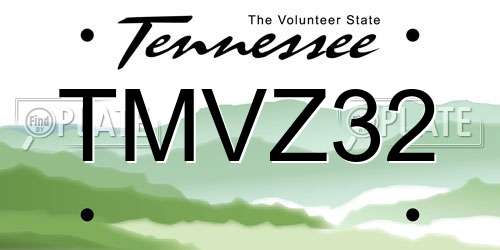 TMVZ32 Tennessee License Plate