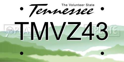TMVZ43 Tennessee License Plate