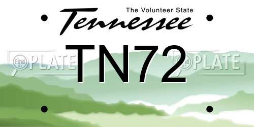 TN72 Tennessee License Plate