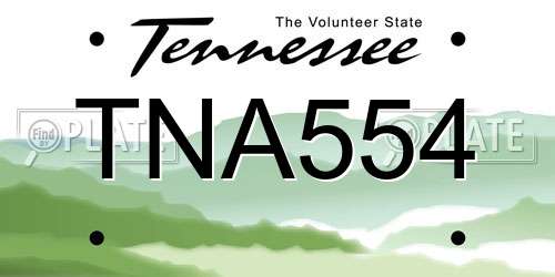 TNA554 Tennessee License Plate