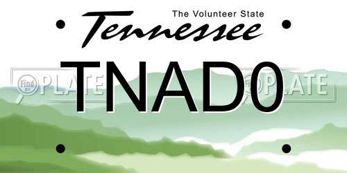 TNAD0 Tennessee License Plate