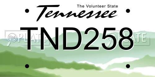TND258 Tennessee License Plate