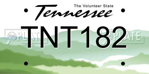 TNT182 Tennessee License Plate