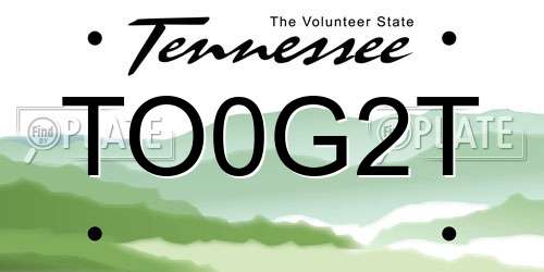 TO0G2T Tennessee License Plate