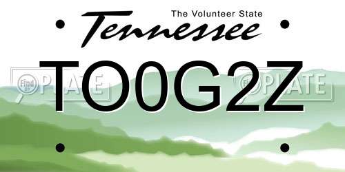 TO0G2Z Tennessee License Plate