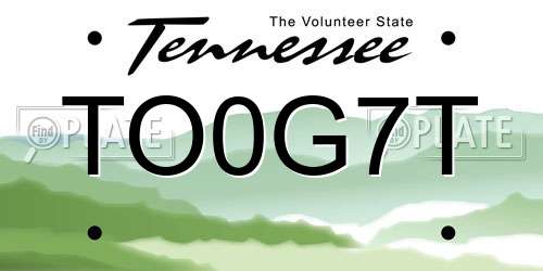 TO0G7T Tennessee License Plate