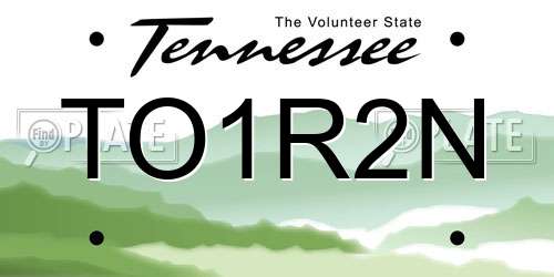 TO1R2N Tennessee License Plate