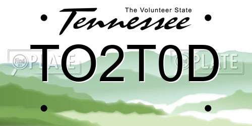 TO2T0D Tennessee License Plate