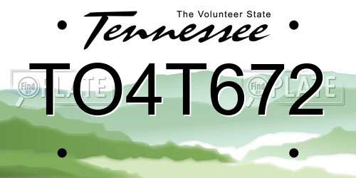 TO4T672 Tennessee License Plate