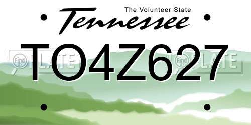 TO4Z627 Tennessee License Plate