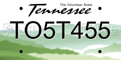 TO5T455 Tennessee License Plate