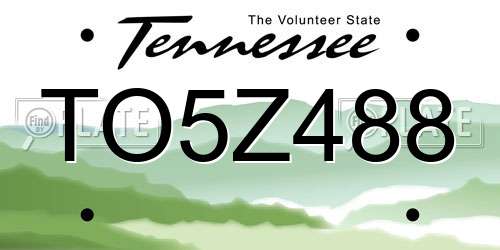 TO5Z488 Tennessee License Plate