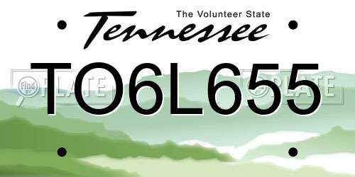 TO6L655 Tennessee License Plate