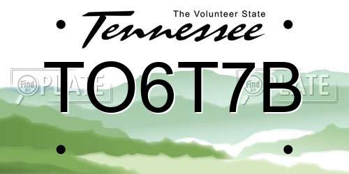 TO6T7B Tennessee License Plate