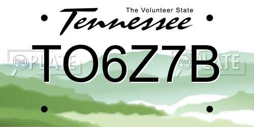 TO6Z7B Tennessee License Plate