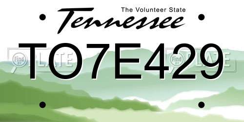 TO7E429 Tennessee License Plate
