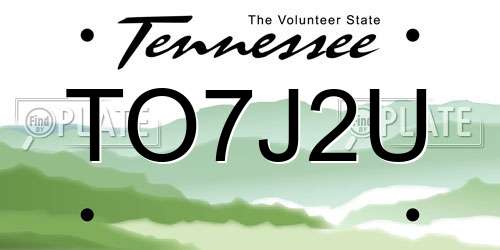 TO7J2U Tennessee License Plate