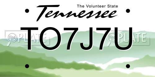 TO7J7U Tennessee License Plate