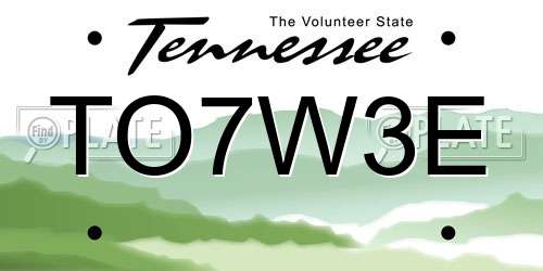 TO7W3E Tennessee License Plate