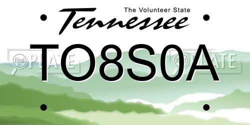 TO8S0A Tennessee License Plate