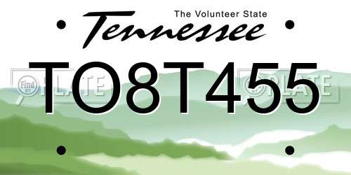 TO8T455 Tennessee License Plate