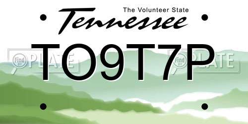 TO9T7P Tennessee License Plate