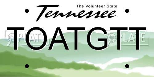 TOATGTT Tennessee License Plate