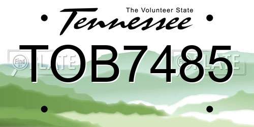 TOB7485 Tennessee License Plate