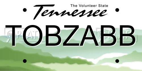 TOBZABB Tennessee License Plate